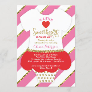 Valentines Baby Shower Invitation, Faux Glitter Invitation