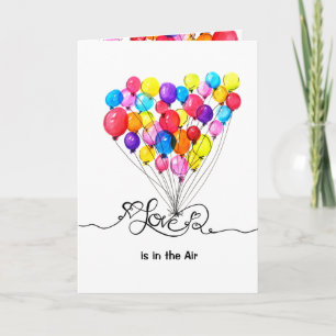 Valentines BALLOON LOVE is in the Air Heart Holiday Card