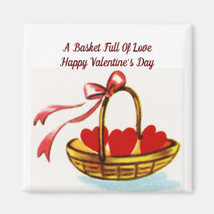 Valentine's Basket Square Magnet