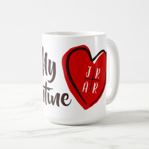 Valentine's Be My Valentine Heart Custom Initials Coffee Mug