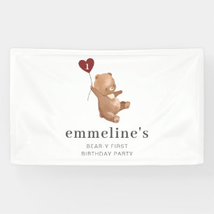 Valentines Bear 1st Birthday Banner