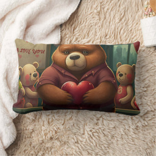 Valentine's bear cartoon custom   lumbar pillow