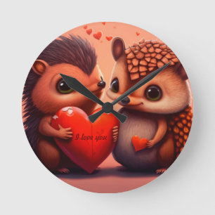 Valentine's bear cartoon custom   round clock