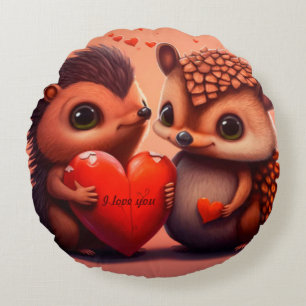 Valentine's bear cartoon custom  round pillow