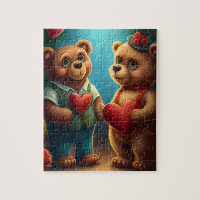 Valentine's bear cartoon  jigsaw puzzle (Vertical)