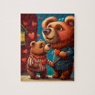 Valentine's bear cartoon  jigsaw puzzle