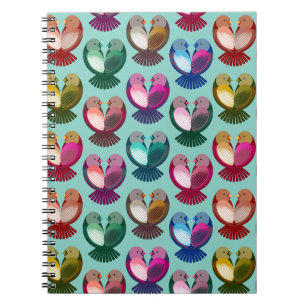 Valentine's birds in love notebook