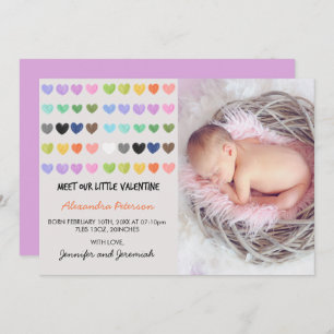 Valentines birth announcement colourful sweet hear
