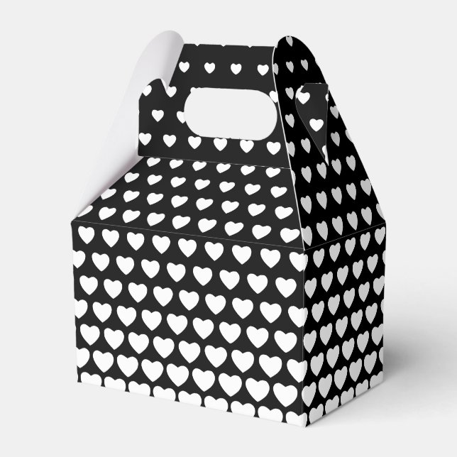 Valentines Black and White Heart Shape Pattern Favor Box (Front Side)