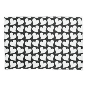 VALENTINES BLACK AND WHITE HEARTS VALENTINE PILLOWCASE