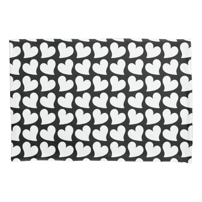 VALENTINES BLACK AND WHITE HEARTS VALENTINE   PILLOWCASE (Front)