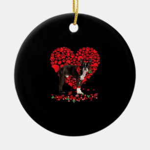 Valentines Boston Terrier Heart Dog Dad Dog Mom Ceramic Ornament