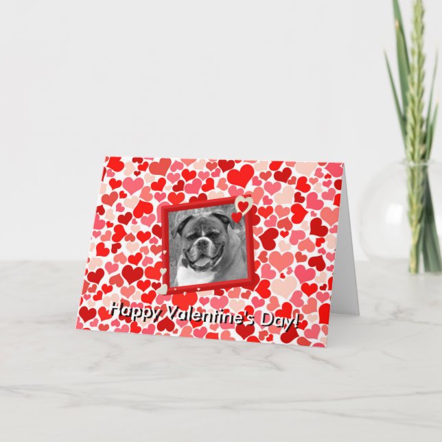 Valentines Boxer Chien Coeurs Carte de voeux (Devant)