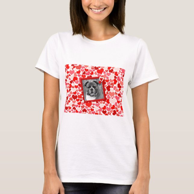 Valentines Boxer Dog Hearts T-Shirt (Front)