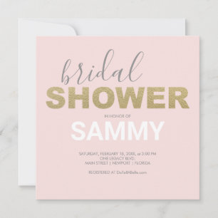 Valentines Bridal Shower Invitations Blush Pink