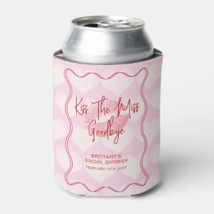 Valentines Bridal Shower Squiggly Border Pink Can Cooler