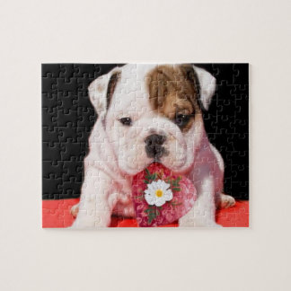 Valentine's bulldog puppy jigsaw puzzle