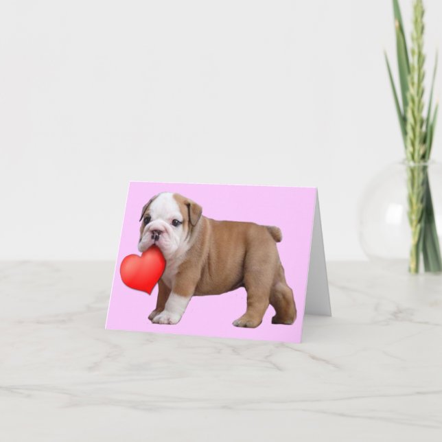 Valentines Bulldog puppy notecard (Front)