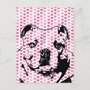 Valentines - Bulldog Silhouette Holiday Postcard