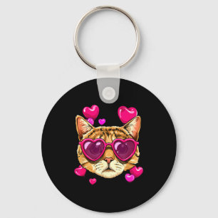 Valentines Ca Kitten Wearing Sungl Heart Cat Lover Keychain