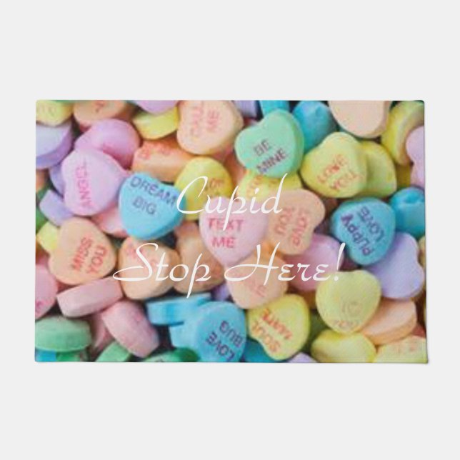 Valentine's candy conversation hearts doormat (Front)