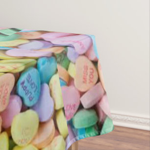 Valentine's candy conversation hearts tablecloth