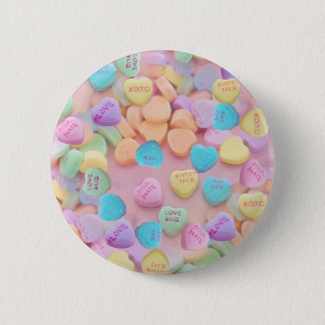 valentines candy hearts 2 inch round button (Front)
