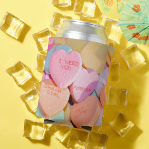 VALENTINE'S CANDY HEARTS  CAN COOLER