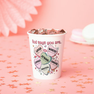  Valentine's Candy Hearts Christian  Paper Cups