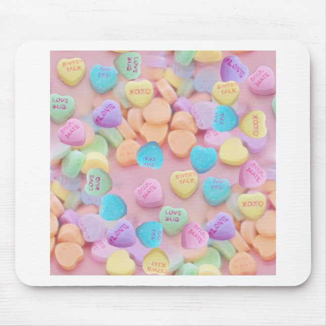 valentines candy hearts mouse pad (Front)