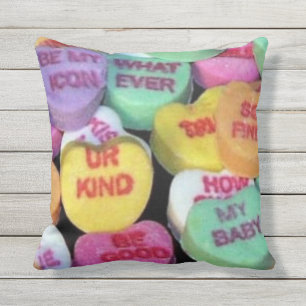 Valentine's candy hearts outdoor pillow