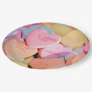 VALENTINE'S CANDY HEARTS  PAPER PLATE