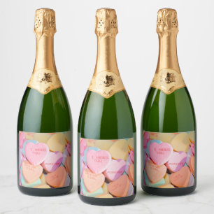 VALENTINE'S CANDY HEARTS SPARKLING WINE LABEL