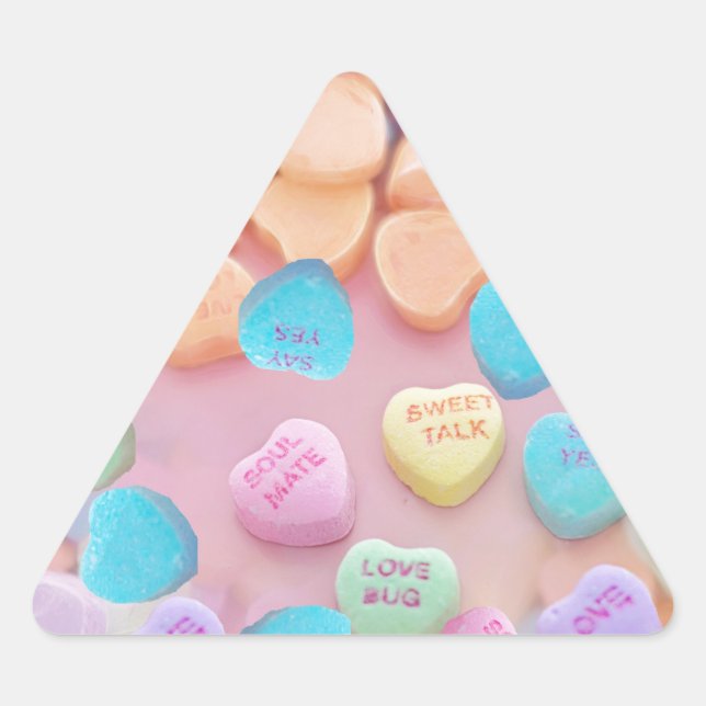 valentines candy hearts triangle sticker (Front)