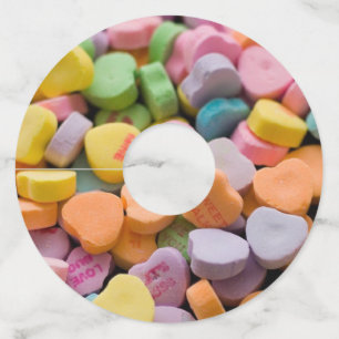 VALENTINE'S CANDY HEARTS  WINE GLASS TAG