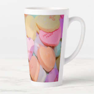 VALENTINE'S CANDY HEARTS WITH ROMANTIC SAYINGS LATTE MUG