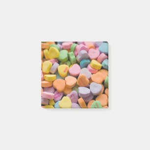 VALENTINE'S CANDY HEARTS WITH ROMANTIC SAYINGS POST-IT NOTES