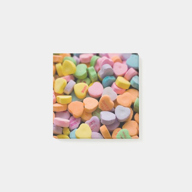 VALENTINE'S CANDY HEARTS WITH ROMANTIC SAYINGS POST-IT NOTES (Front)
