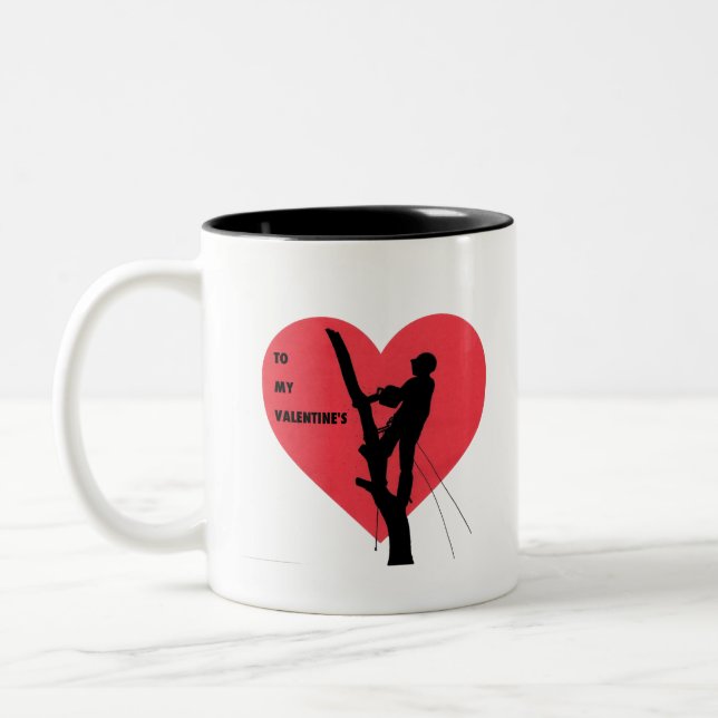 Valentine's card gift for Arborist /Tree Surgeons Two-Tone Coffee Mug (Left)