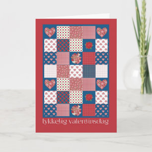 Valentine's Card Norwegian Greeting, Hearts, Roses