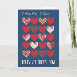 Valentine's Card 'To the One I Love' Hearts, Roses