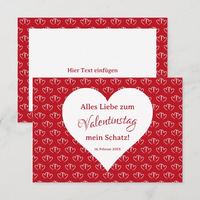 Valentine's Card: Two connected hearts -  (Front/Back)