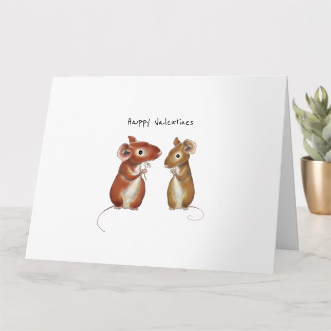Valentines Card - Two Sweet Mice (Small Plant)