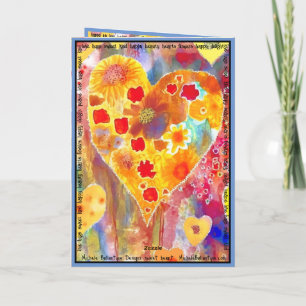 Valentine's Card with pinks, reds, yellows, blues