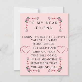 Valentines carte de jour pour un seul ami