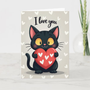 Valentines Cat Love You Card
