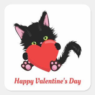 Valentine's Cat  Square Sticker