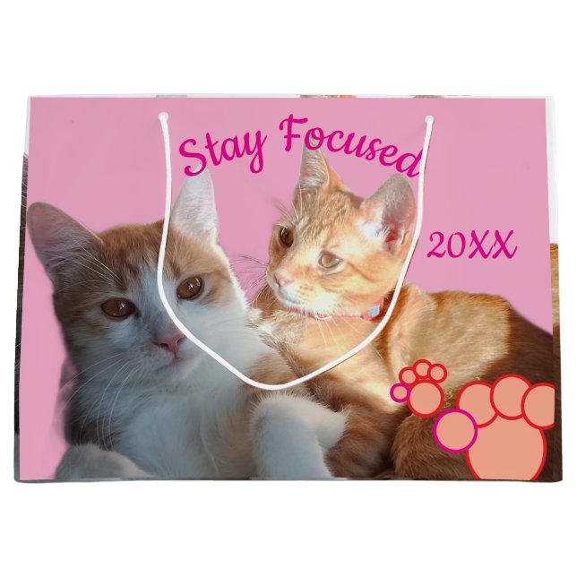 Valentine's Cats Photo Large Gift Bag (Front)