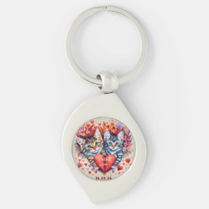 Valentines cats with heart keychain