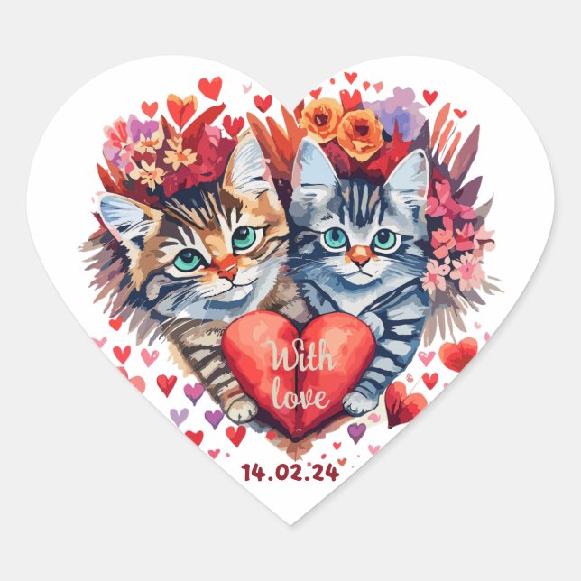 Valentines cats with heart sticker (Front)